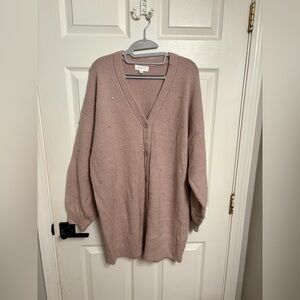 Cardigan Sweater Dress with Rhinestone Embellishments